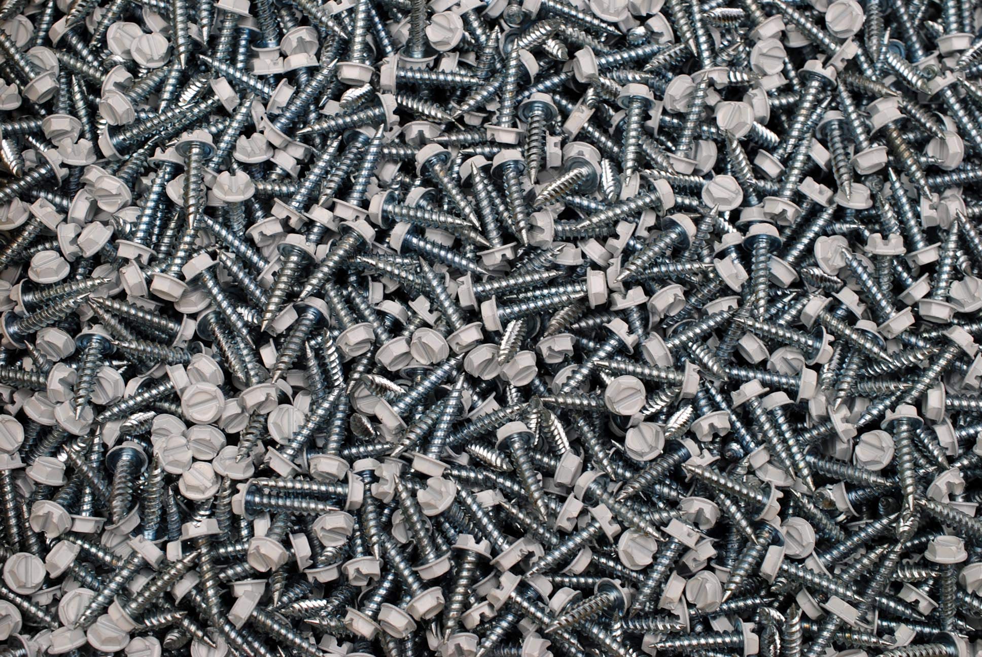 750) White Painted Zip Screws 8 x 3/4 Self-Piercing Hex